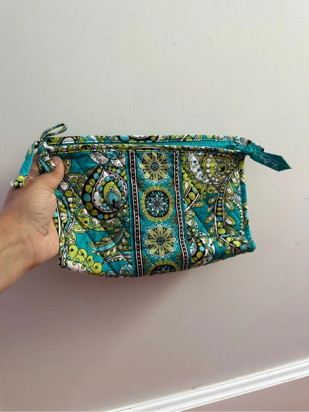Vera Bradley Retired Rare Makeup medium cosmetic Peacock Paisley Case Bag Pouch